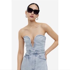 NWT H&M Studio Collection Denim Bandeau Dress